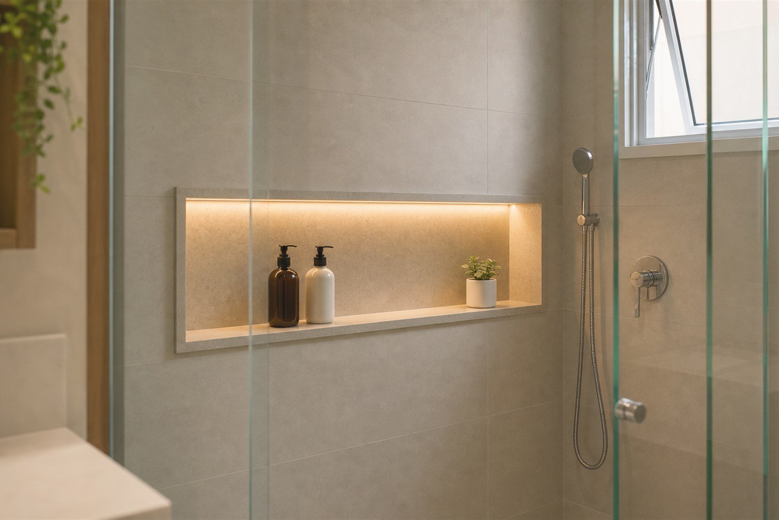 Banheiro com solução prática para porcelanato acetinado